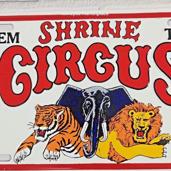 1990/1991 Shrine Circus Booster License Plate Tiger Lion And Elephant vintage - Picture 4 of 5